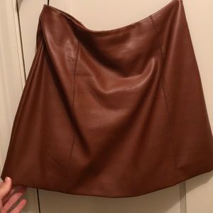 Brown faux leather mini skirt